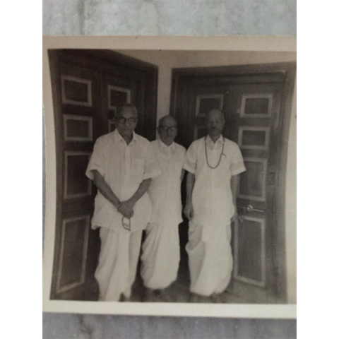 ( From left to right ) Shri. Tatyasaheb Ketkar,  Shri. Dattopant Kashikar and Shri. K. V. Belsare.