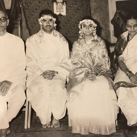 Baba-Aai with the newly weds, Shripad and Shobhana.